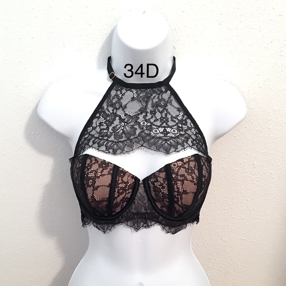 Victoria’s Secret Very Sexy Unlined Lace Balconet High Neck Halter Bra - Picture 1 of 10
